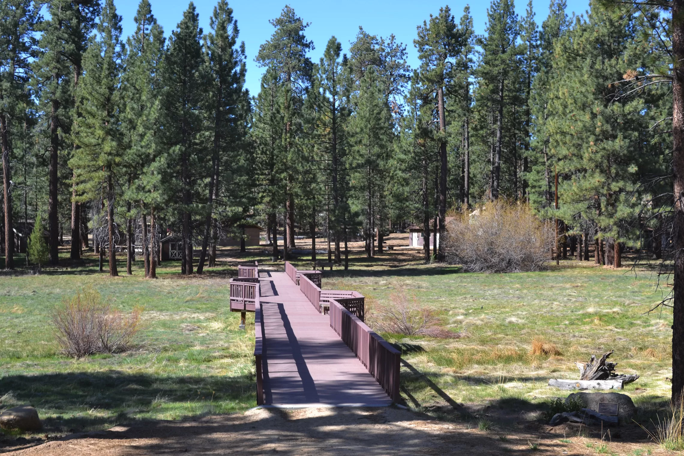 Camp Bridge across meadow