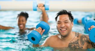 Group exercising in pool